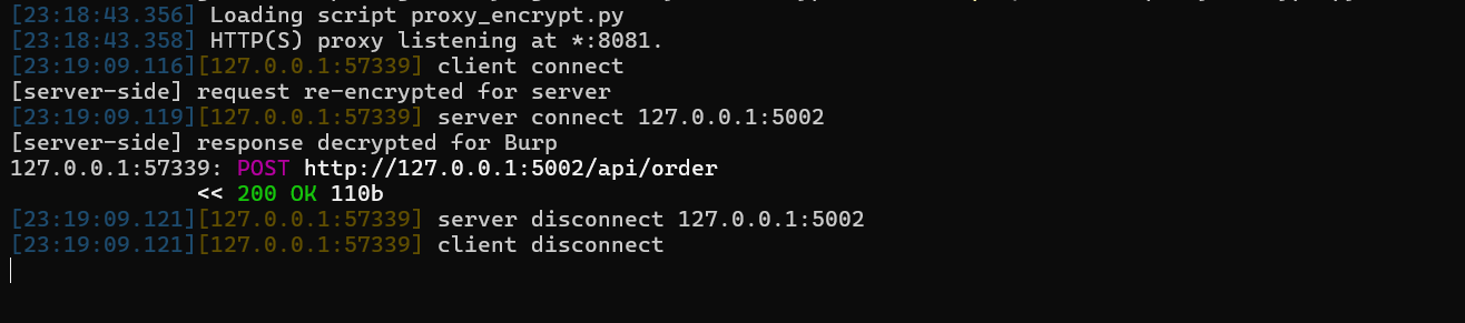 mitmdump running the encrypt proxy